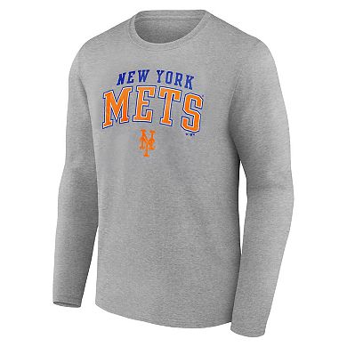 Men's Fanatics Heather Gray New York Mets Iconic Logo Long Sleeve T-Shirt