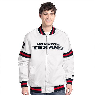 Men's Starter White Houston Texans Scout Full-Snap Varsity Jacket
