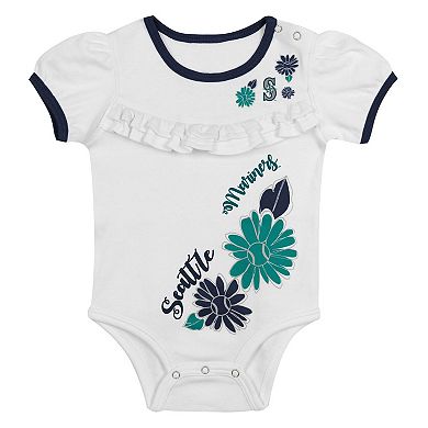 "Newborn White/Navy Seattle Mariners Sweet Catcher 3-Piece Bodysuit, Headband and Skirt Set"