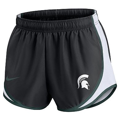 Women's Nike Black Michigan State Spartans Spring Break Tempo Dri-FIT Shorts