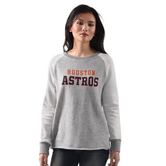 Women's G-III 4Her by Carl Banks Heather Gray Houston Astros Gridiron Raglan Pullover Sweatshirt