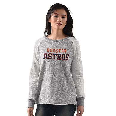 Women's G-III 4Her by Carl Banks Heather Gray Houston Astros Gridiron Raglan Pullover Sweatshirt