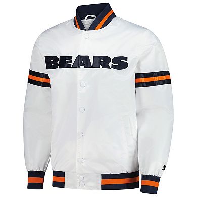 Men's�Starter White Chicago Bears Scout Full-Snap Varsity Jacket