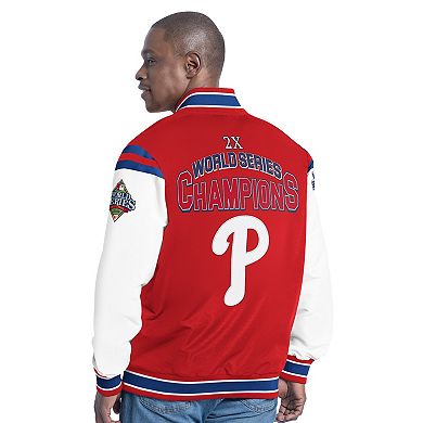 Men's G-III Sports by Carl Banks Red Philadelphia Phillies Recruit Commemorative Full-Snap Varsity Jacket