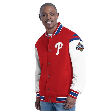 Men's G-III Sports by Carl Banks Red Philadelphia Phillies Recruit Commemorative Full-Snap Varsity Jacket