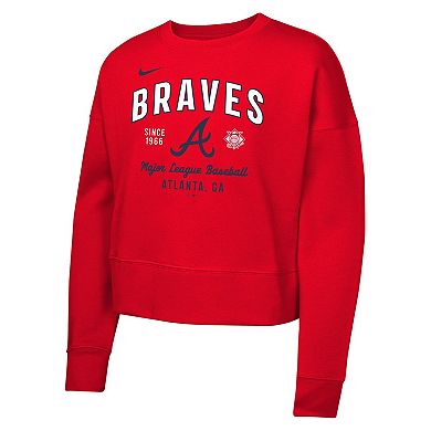 Girls Youth Nike Red Atlanta Braves Fleece Sweatshirt