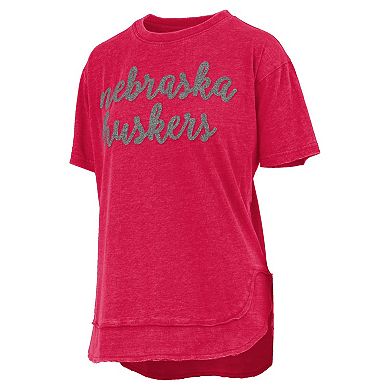 Women's Pressbox Scarlet Nebraska Huskers Poncho T-Shirt
