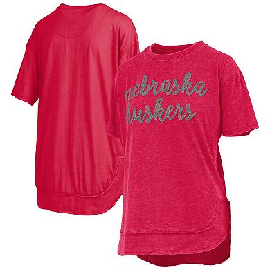 Women's Pressbox Scarlet Nebraska Huskers Poncho T-Shirt