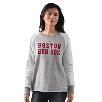 Women's G-III 4Her by Carl Banks Heather Gray Boston Red Sox Gridiron Raglan Pullover Sweatshirt