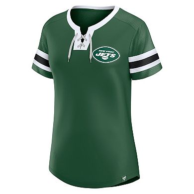 Women's Fanatics Green New York Jets Lace-Up Bling T-Shirt