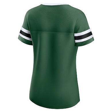Women's Fanatics Green New York Jets Lace-Up Bling T-Shirt