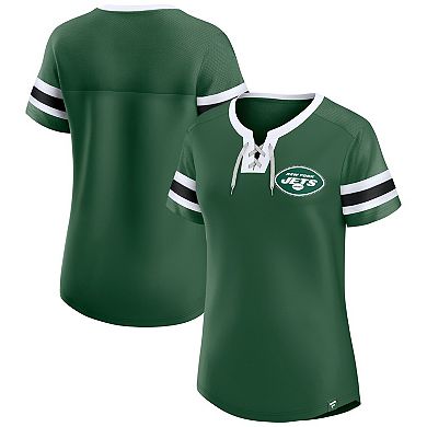 Women's Fanatics Green New York Jets Lace-Up Bling T-Shirt