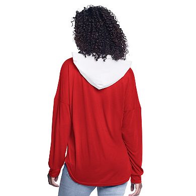 Women's G-III 4Her by Carl Banks Red Houston Rockets Bench Player Oversized Long Sleeve Hooded Top