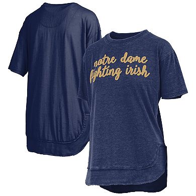 Women's Pressbox Navy Notre Dame Fighting Irish Poncho T-Shirt