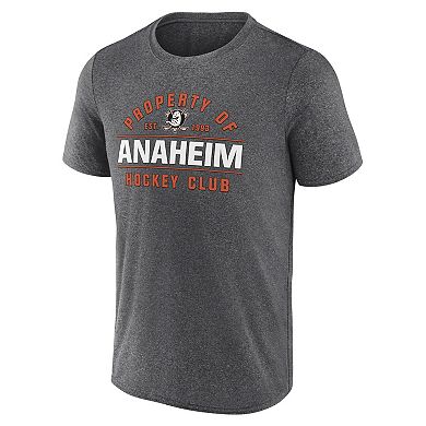 Men's Fanatics Heather Charcoal Anaheim Ducks Property Of T-Shirt