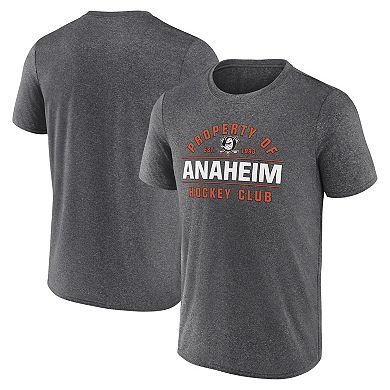 Men's Fanatics Heather Charcoal Anaheim Ducks Property Of T-Shirt