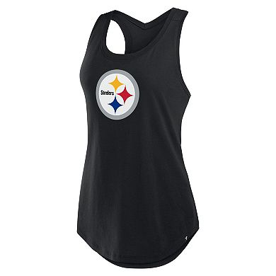 Women's Fanatics Black Pittsburgh Steelers Iron Fan Tank Top