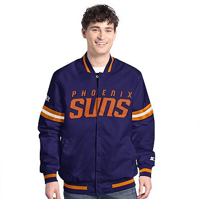 Men's Starter Purple/Orange Phoenix Suns Scout Full Snap Varsity Jacket