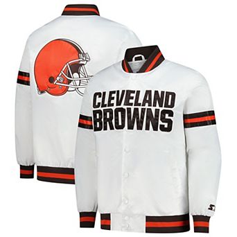 Men's Starter White Cleveland Browns Scout Full-Snap Varsity Jacket