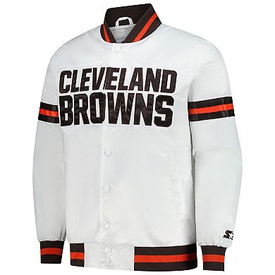 Men's Starter White Cleveland Browns Scout Full-Snap Varsity Jacket