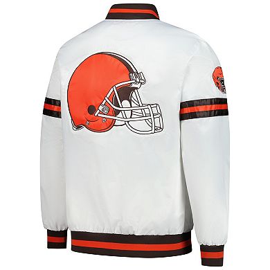 Men's Starter White Cleveland Browns Scout Full-Snap Varsity Jacket