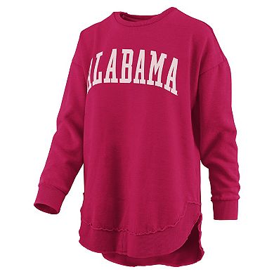 Women's Pressbox Crimson Alabama Crimson Tide Melange Poncho Vintage Fleece Long Sleeve Pullover Sweatshirt