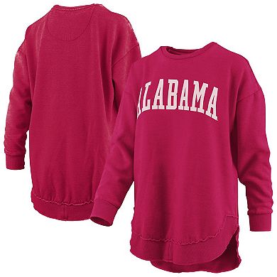 Women's Pressbox Crimson Alabama Crimson Tide Melange Poncho Vintage Fleece Long Sleeve Pullover Sweatshirt