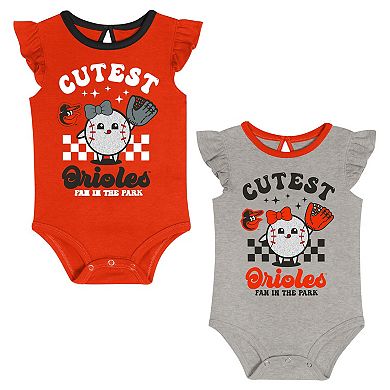 Newborn Baltimore Orioles Cutie Ball Two-Pack Bodysuit Set