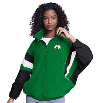 Women's G-III Sports by Carl Banks Kelly Green/Black Boston Celtics Game News Oversized Full-Zip Hoodie Jacket