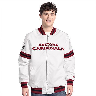 Men's Starter White Arizona Cardinals Scout Full-Snap Varsity Jacket