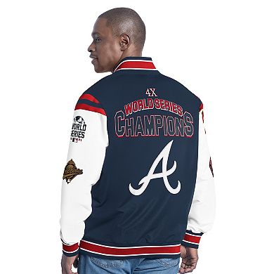 Men's G-III Sports by Carl Banks Navy Atlanta Braves Recruit Commemorative Full-Snap Varsity Jacket