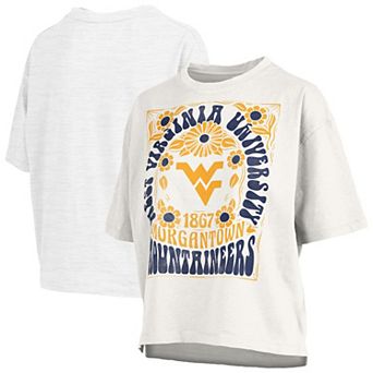 Women's Pressbox White West Virginia Mountaineers Harmony Oversized Slub T-Shirt