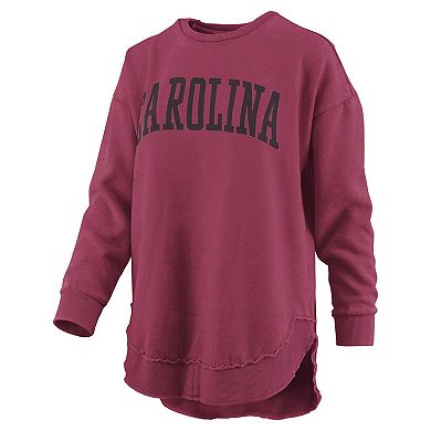 Women's Pressbox Garnet South Carolina Gamecocks Melange Poncho Vintage Fleece Long Sleeve Pullover Sweatshirt