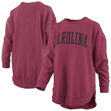 Women's Pressbox Garnet South Carolina Gamecocks Melange Poncho Vintage Fleece Long Sleeve Pullover Sweatshirt