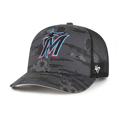 Men's '47 Black Miami Marlins Fiji Trucker Adjustable Hat