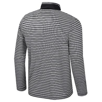 Men's Colosseum Black Army Black Knights Striped Quarter-Zip Top