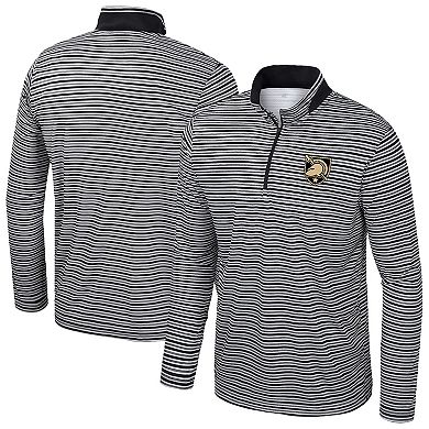 Men's Colosseum Black Army Black Knights Striped Quarter-Zip Top