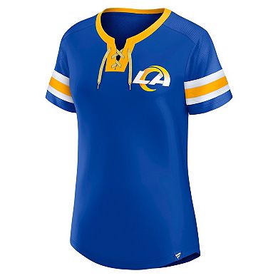 Women's Fanatics Royal Los Angeles Rams Lace-Up Bling T-Shirt