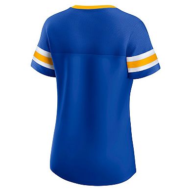 Women's Fanatics Royal Los Angeles Rams Lace-Up Bling T-Shirt