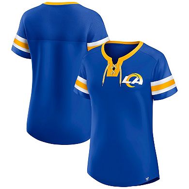 Women's Fanatics Royal Los Angeles Rams Lace-Up Bling T-Shirt