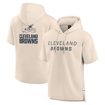 Men's Fanatics Cream Cleveland Browns Elements Future Ground Lettering Short Sleeve Pullover Hoodie