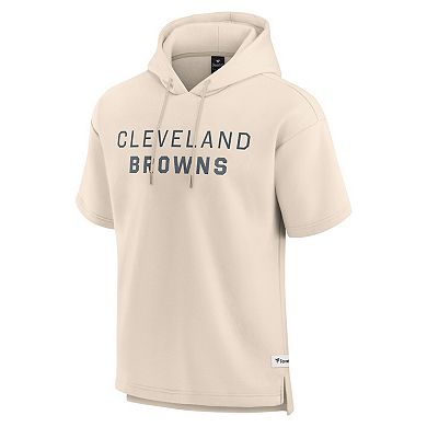 Men's Fanatics Cream Cleveland Browns Elements Future Ground Lettering Short Sleeve Pullover Hoodie