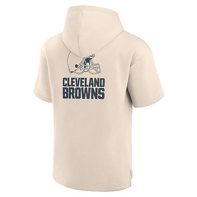 Men's Fanatics Cream Cleveland Browns Elements Future Ground Lettering Short Sleeve Pullover Hoodie