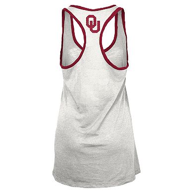 Women's Pressbox White/Crimson Oklahoma Sooners Tracy Racerback Burnout Tank Top