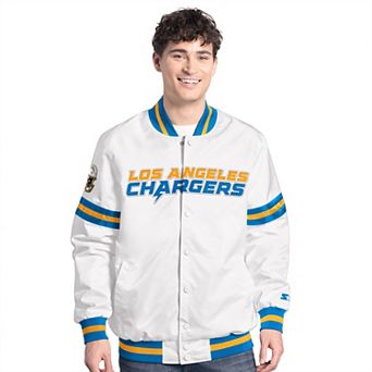 Men's Starter White Los Angeles Chargers Scout Full-Snap Varsity Jacket