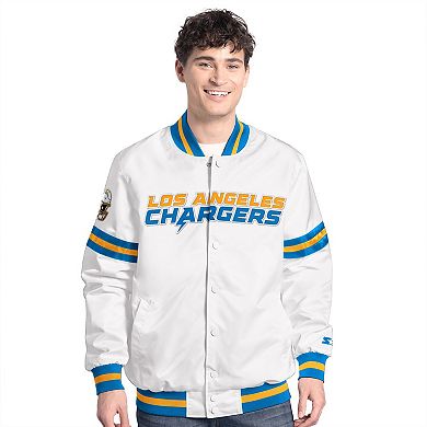 Men's Starter White Los Angeles Chargers Scout Full-Snap Varsity Jacket