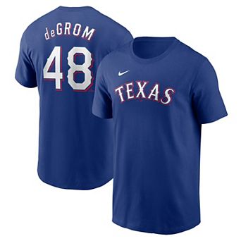 Men's Nike Jacob deGrom Royal Texas Rangers Fuse Name & Number T-Shirt