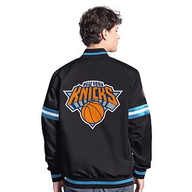 Men's Starter Black New York Knicks Scout Varsity Full-Snap Jacket