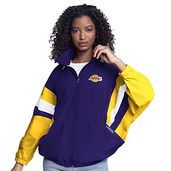 Women's G-III Sports by Carl Banks Purple/Gold Los Angeles Lakers Game News Oversized Full-Zip Hoodie Jacket
