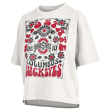 Women's Pressbox White Ohio State Buckeyes Harmony Oversized Slub T-Shirt